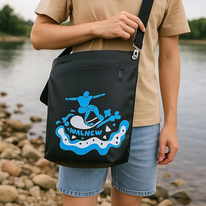 Waterproof Dry Bag with Watertight Zipper, Lightweight Pouch, IPX5 Crossbody Dry Sack for Kayaking, Beach, Boating, Campin...