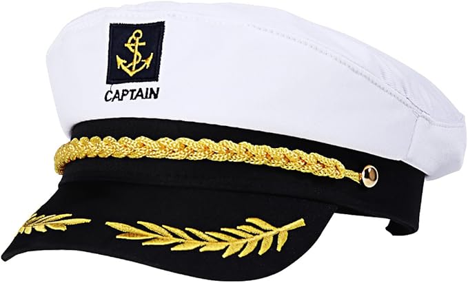 Adult Yacht Captain Hat White Sailor Hat for Women Men Yacht Boat Sailor Captain Cap Marine Admiral Costume Party Cosplay ...