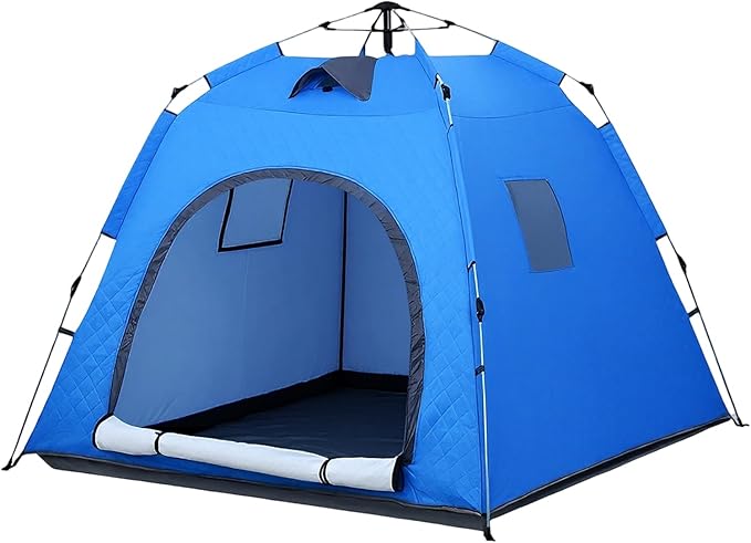 QEG Pop-up Camping Tent, Winter Insulated Tent, Windproof and Snowproof, 4 Season Tents for Camping, Ice Fishing, Parties,...