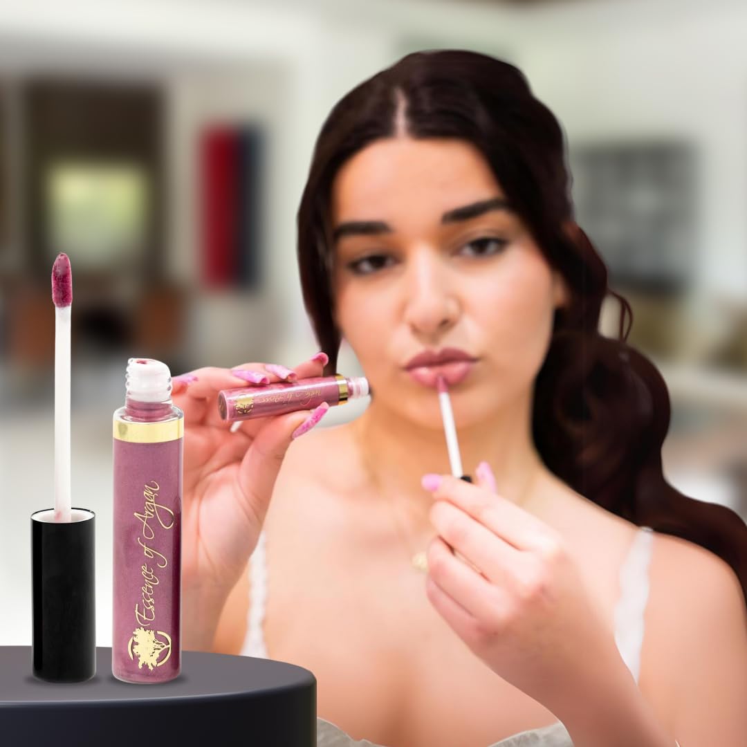 Essence Of Argan Passion Plum Lip Gloss with Moroccan Argan Oil to Moisturize and Plump your Lips - Lip Care to Eliminate Drynes