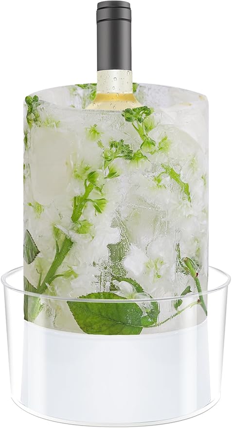 Ice Mold Wine Bottle Chiller,DIY Acrylic Ice Bucket for Cocktail Bar Party Wedding Festival Halloween Chirstmas Holiday Ch...