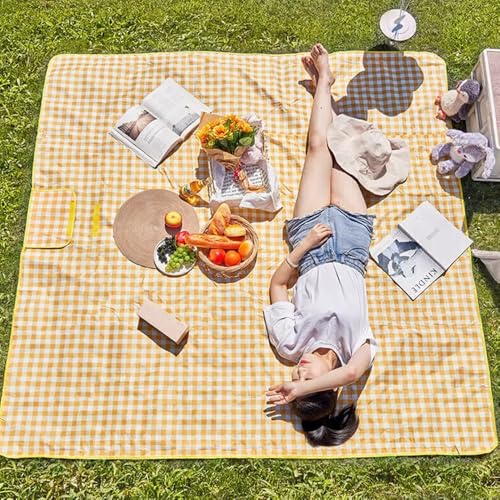 RUIBOLU Beach Blanket Large Picnic Blankets, 80x60in Sandproof Beach Mat for 2-4 Adults Waterproof Quick Drying Outdoor Pi...