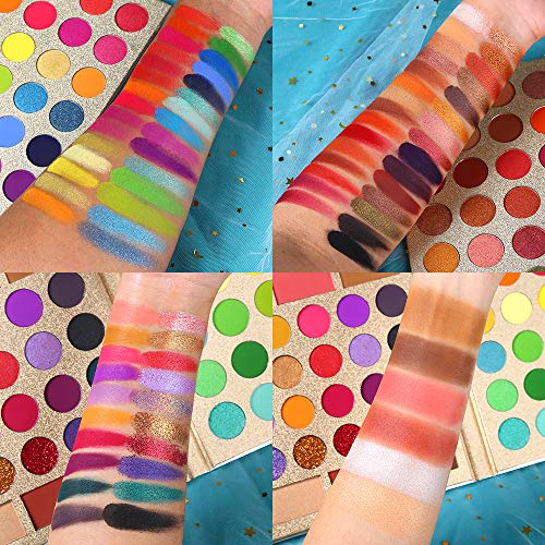 UCANBE Professional 86 Colors Eyeshadow Palette with 15pcs Makeup Brushes Set Matte Glitter Long Lasting Highly Pigmented ...
