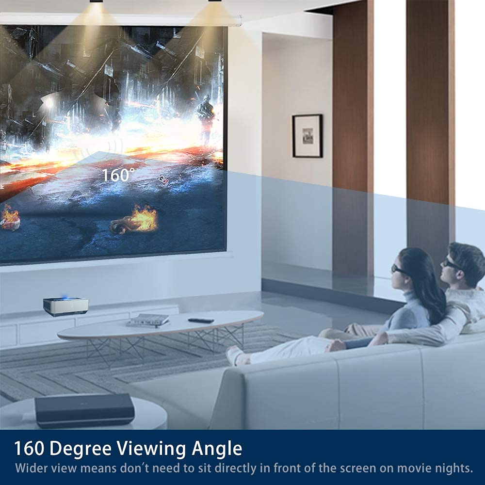 Kayle 120" Motorized Projector Screen Electric Diagonal Automatic Projection 4:3 HD Movies Screen for Home Theater Presentation Education Outdoor Indoor W/Remote Control and Wall/Ceiling Mount (White)