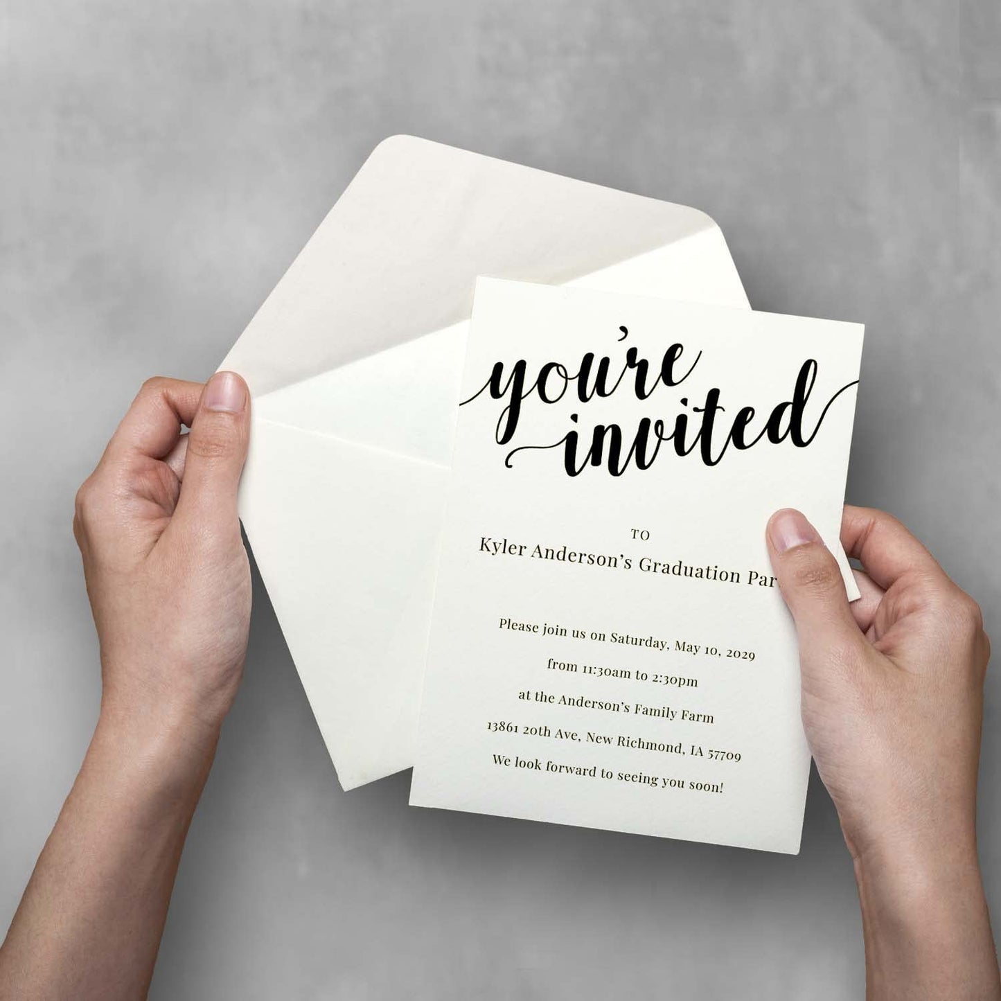 Canopy Street Personalized Black And White All Occasion Invitations / 25 Custom Invites With White Envelopes / 5" x 7" General You Are Invited Party Announcements