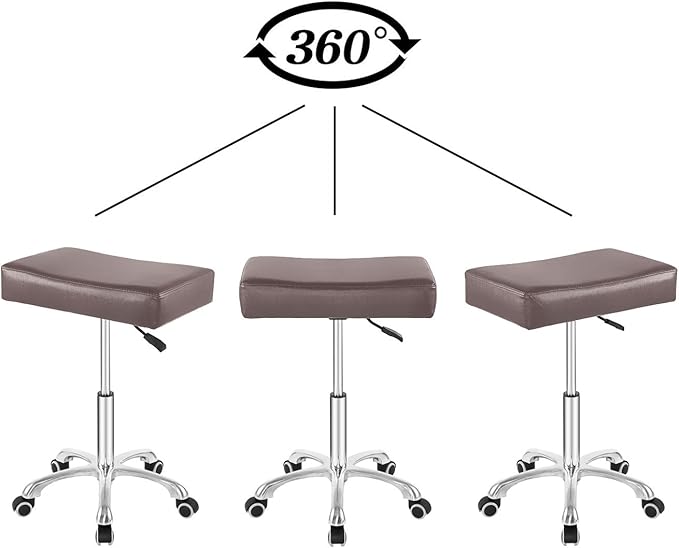 Nazalus Rolling Swivel Stool Height Adjustable with Wheels Heavy Duty for Office Home Desk Counter Salon (Black) (Coffee, Without Footrest)