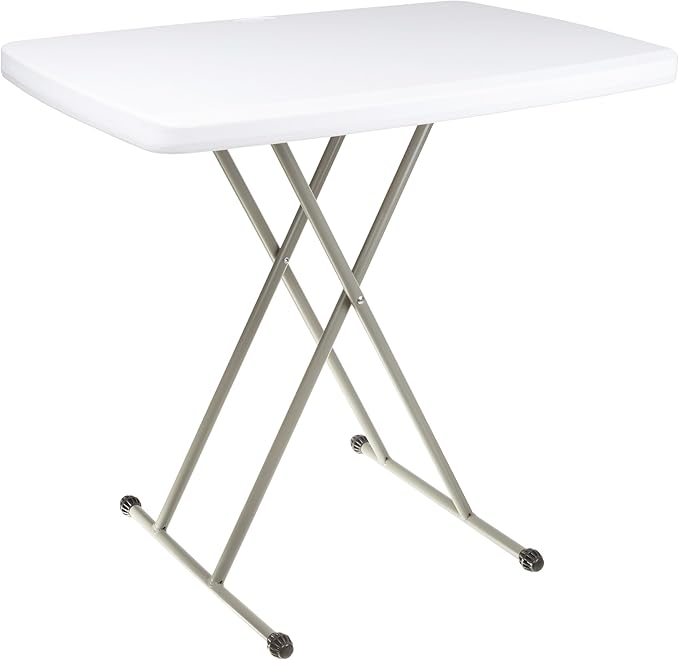 Everyday Home Folding Table with Adjustable Height - Lightweight Portable Folding Desk - Small Plastic Table for Camping, ...