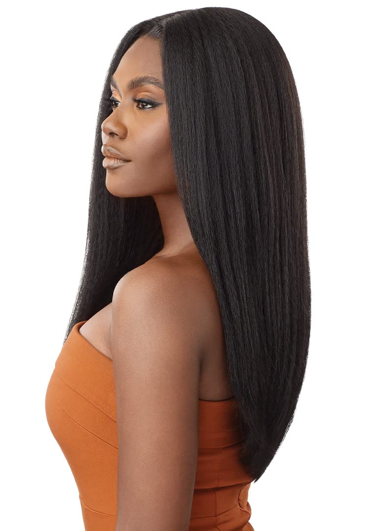 Outre - 5X5 Lace Closure Wig - Human Hair Blend - Kinky Straight 24 (OFF BLACK 1B)