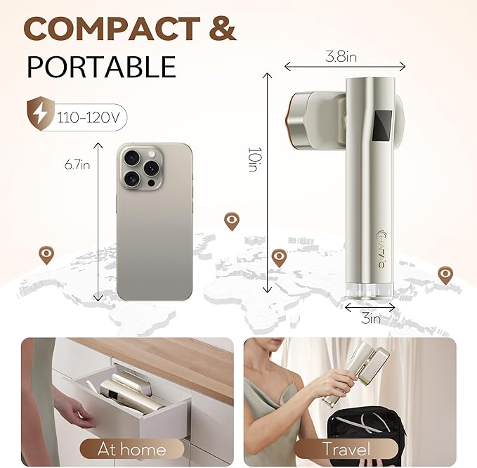 Steamer for Clothes,2-in-1 Clothes Steamer Handheld with 200ml Large Capacity,25 Min Continuous Use,4 Modes 1300W Travel Steamers with Storage Bag for Travel/Home