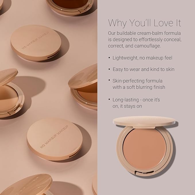 No Makeup Makeup Long-Lasting Lightweight Foundation & Brush Duo | Cruelty-Free, Fragrance-Free, Buildable, Transfer-Proof Makeup (Warm Deep)