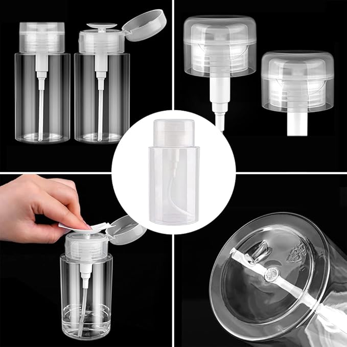 Nail Polish Gel Remover Tools Kit, Soak Off Cap Clip 10pcs, Dispenser Bottle, 600PCS Cotton Pads Handle Brushes Finger Separators(Black-Set)