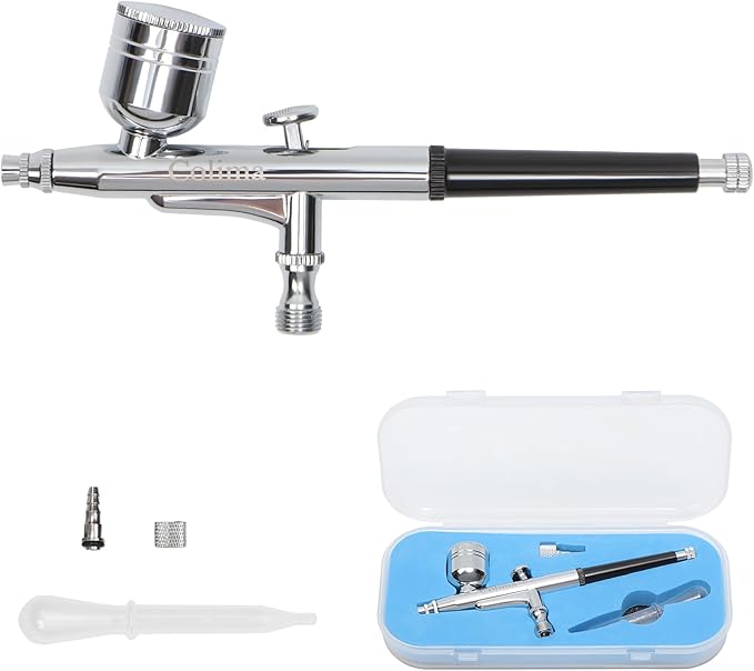 Colima Airbrush Gun Kit Perfect Starter Kit for Beginners Dual-Action Gravity Feed Airbrush with 0.3mm Tip for Art, Crafts, Tattoos & More
