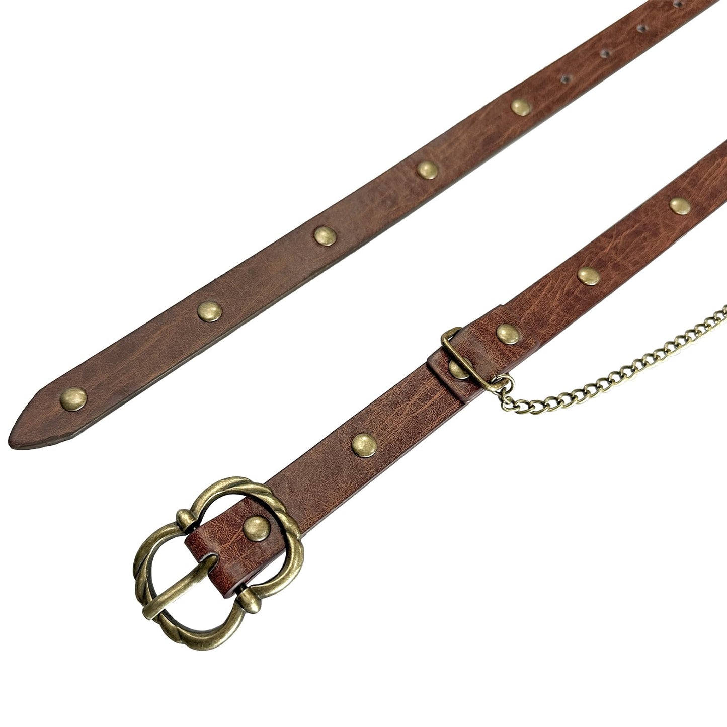 EpicCos Medieval Ren Faire DIY Belt Wrap Bracelet, Renaissance Leather Vintage Chain Belt for LARP Cosplay, Boho (Brown B)