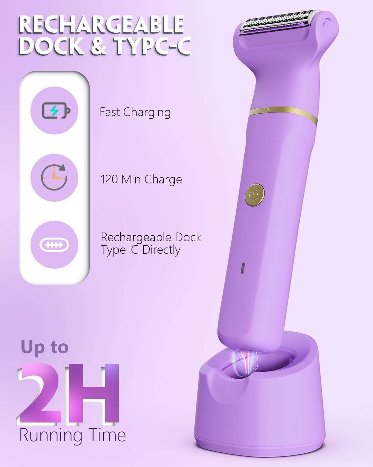 Bikini Trimmer for Women - Tiovara Cordless Electric Razors, Painless Electric Shaver IPX7 Waterproof Pubic Hair Removal with US