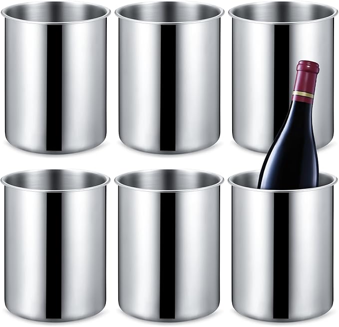 Domensi 6 Pcs Wine Chiller Bucket 750 ML Champagne Bucket Stainless Steel Wine Chillers for Bottles Keeps Cold for Hours C...