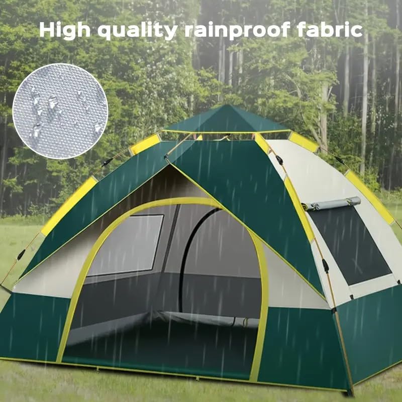 Automatic Instant Setup Camping Tent, 3-6 Person All-Season Tent with Dual Doors & Mesh Windows