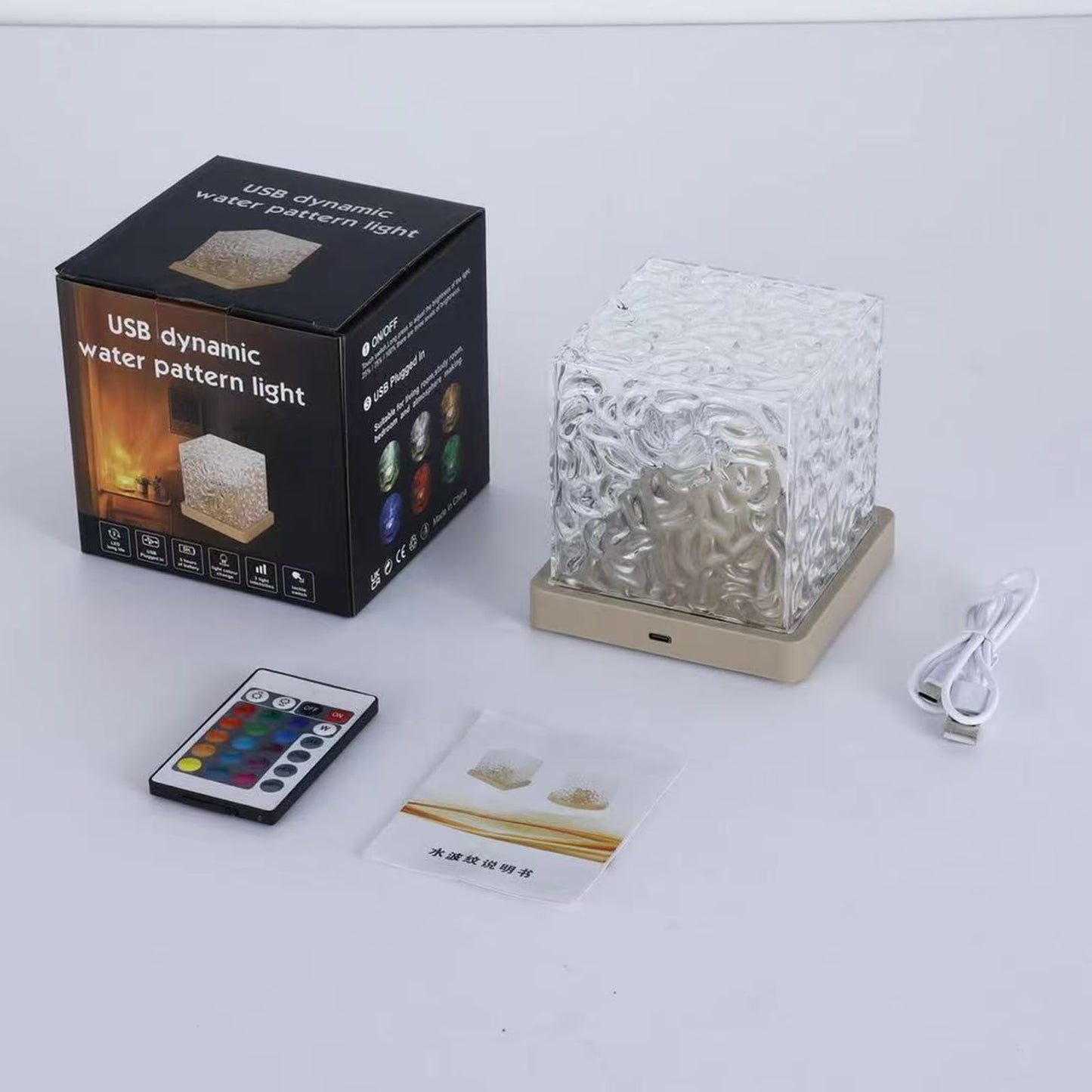 Ocean Wave Projector Light, 16 Colors Rechargeable Luminorthe Cube Lamp with Touch and Remote Control, Bringing Romance and Tranquility