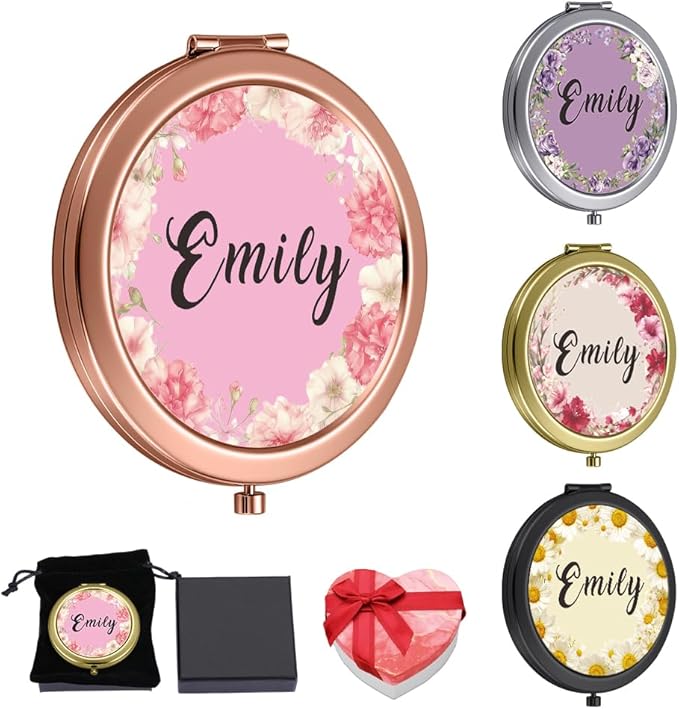 Eunigem Personalized Compact Mirror for Women-Custom Mirror Gifts for Bridesmaid,Wedding,Birthday,Mom,Friend,Wife,Christian