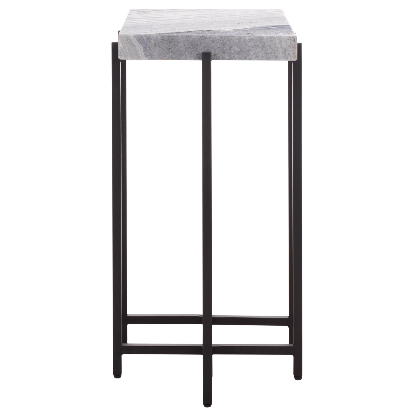 SAFAVIEH Home Collection - Aloha Side Table with Grey Marble Top & Black Iron Base, Modern Accent Table, Fully Assembled (ACC3748A)