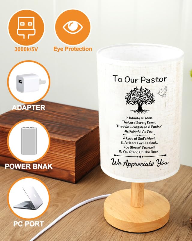 SOUHONEY Pastor Appreciation Gifts - Unique Pastor Gifts for Men for Pastor Day, Christmas, Birthday, Anniversary, Fathers Day, Fabric Bedside Decor Lamp