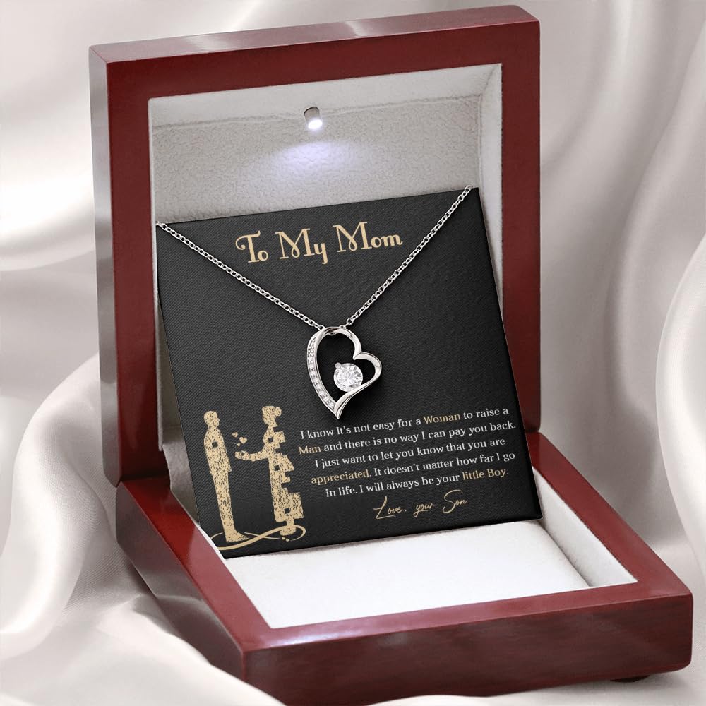 Meaningful Necklace for Mom from Son – I Love You Necklace, Christmas Gift, Sentimental Mother's Day Gift for Mom from Son, Unique Moms Birthday Gift Ideas (Luxury Box, Black)