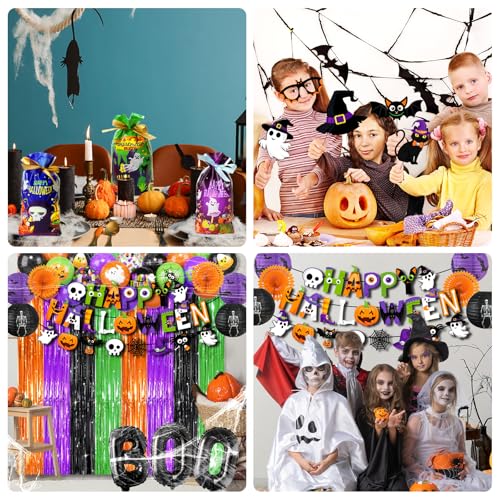 Halloween Decorations Kit, Halloween Party Decorations includes Banner Balloon Arch Photo Booth Props Candy Gift Bags and ...