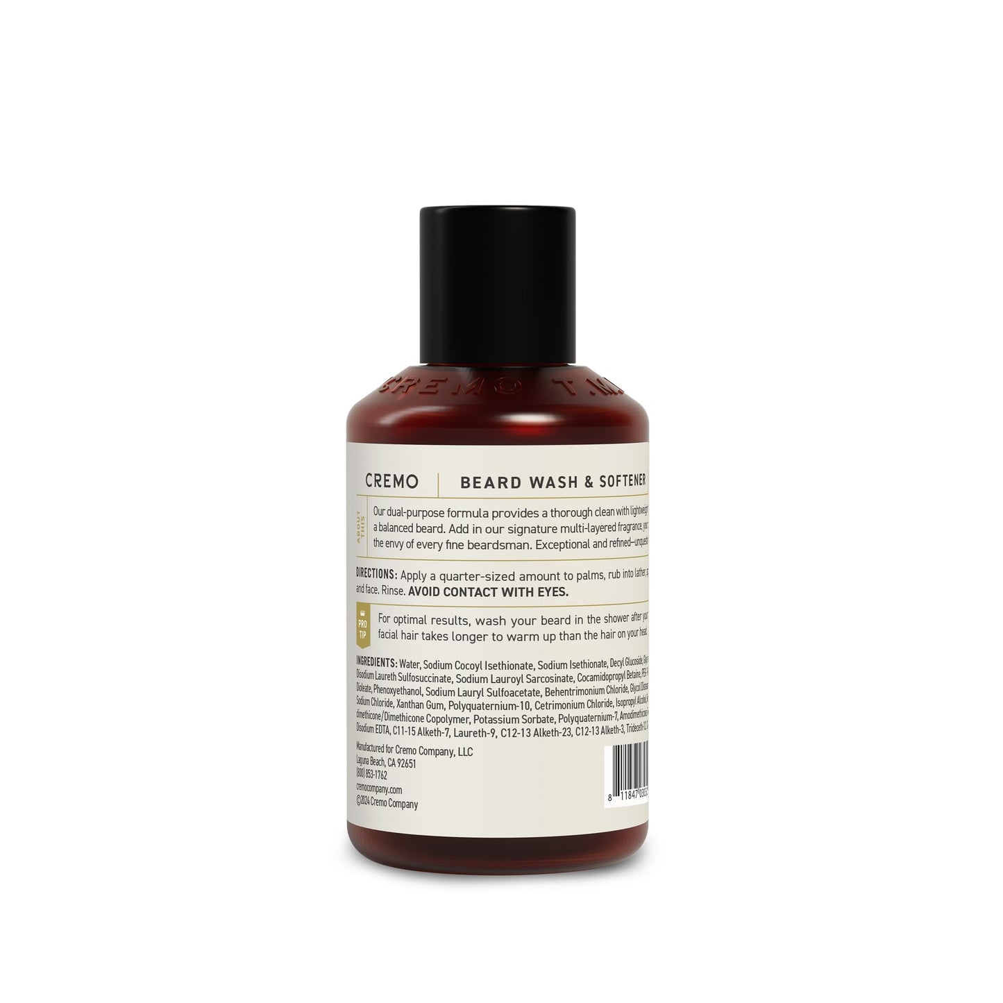 Cremo Wild Mint Beard & Scruff Softener, Softens and Conditions Coarse Facial Hair of All Lengths in Just 30 Seconds, 6 Fl Oz