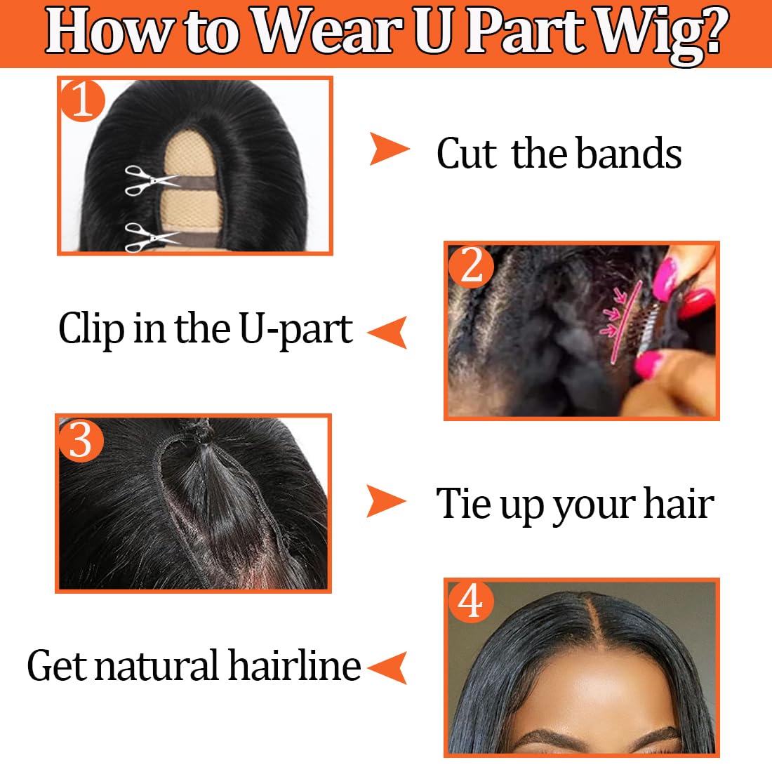 Amella Hair U Part Wig Human Hair Wigs For Black Women 12inch Short Bob Straight Wig Brazilian Remy Human Hair Bob Wigs Clip in