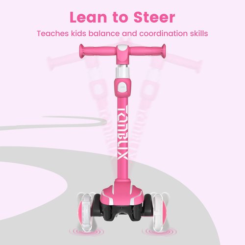 TONBUX Kids Scooter for Age 3-12, Toddler Scooter with 4 Adjustable Heights, Light Up 3-Wheels Scooters, Shock Absorption Design, Lean to Steer, Balance Training Scooters for Kids