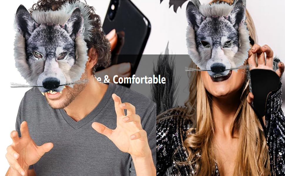 Valpeak Unleash Your Inner Wolf with Our Therian Wolf Mask, Tail, and Paw Set(Wolf three-piece set), Gray