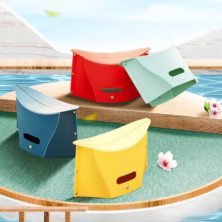 YUFNMKT 4 Pack Lightweight Folding Collapsible Portable Stool - Camping Hiking Stool, Pocket Chair, Hiking Accessories for...