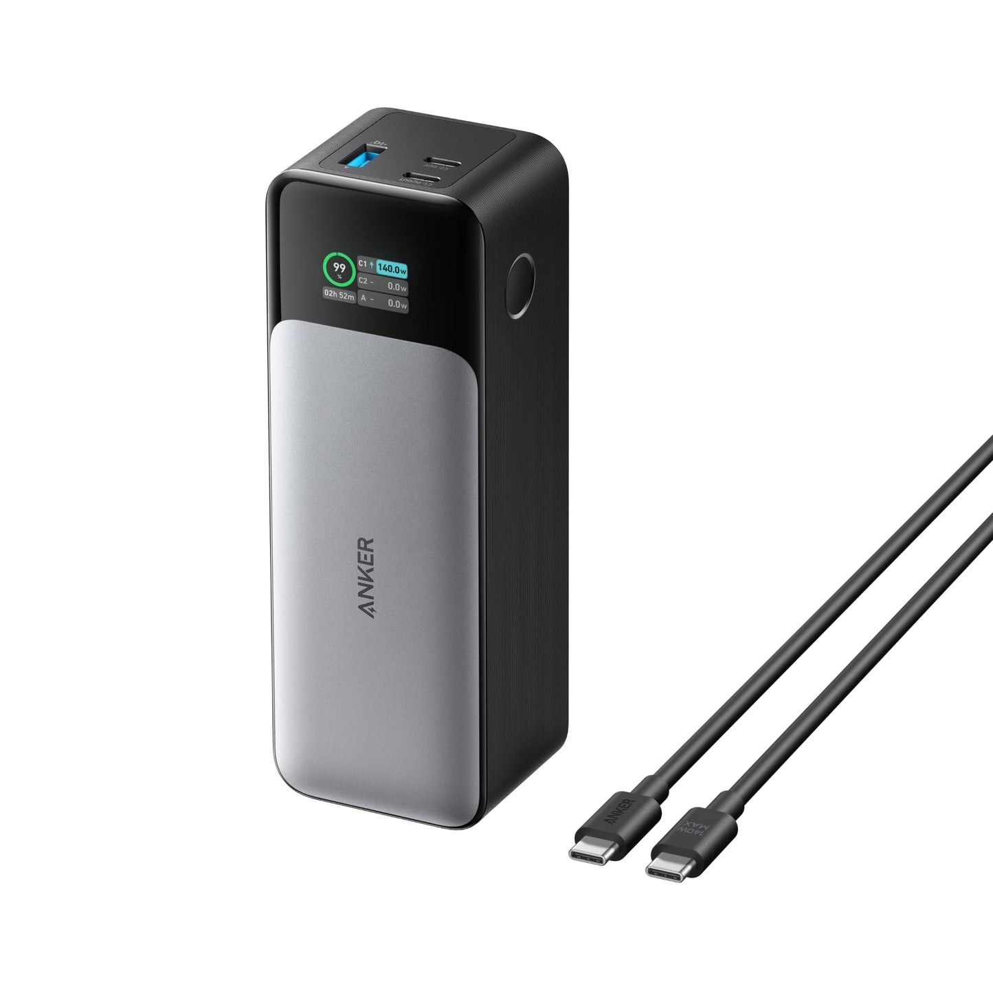 Anker 737 Power Bank, 24,000Mah 3-Port Laptop Portable Charger With 140W Fast Charging, Smart Display, For Outdoor Work, Compati