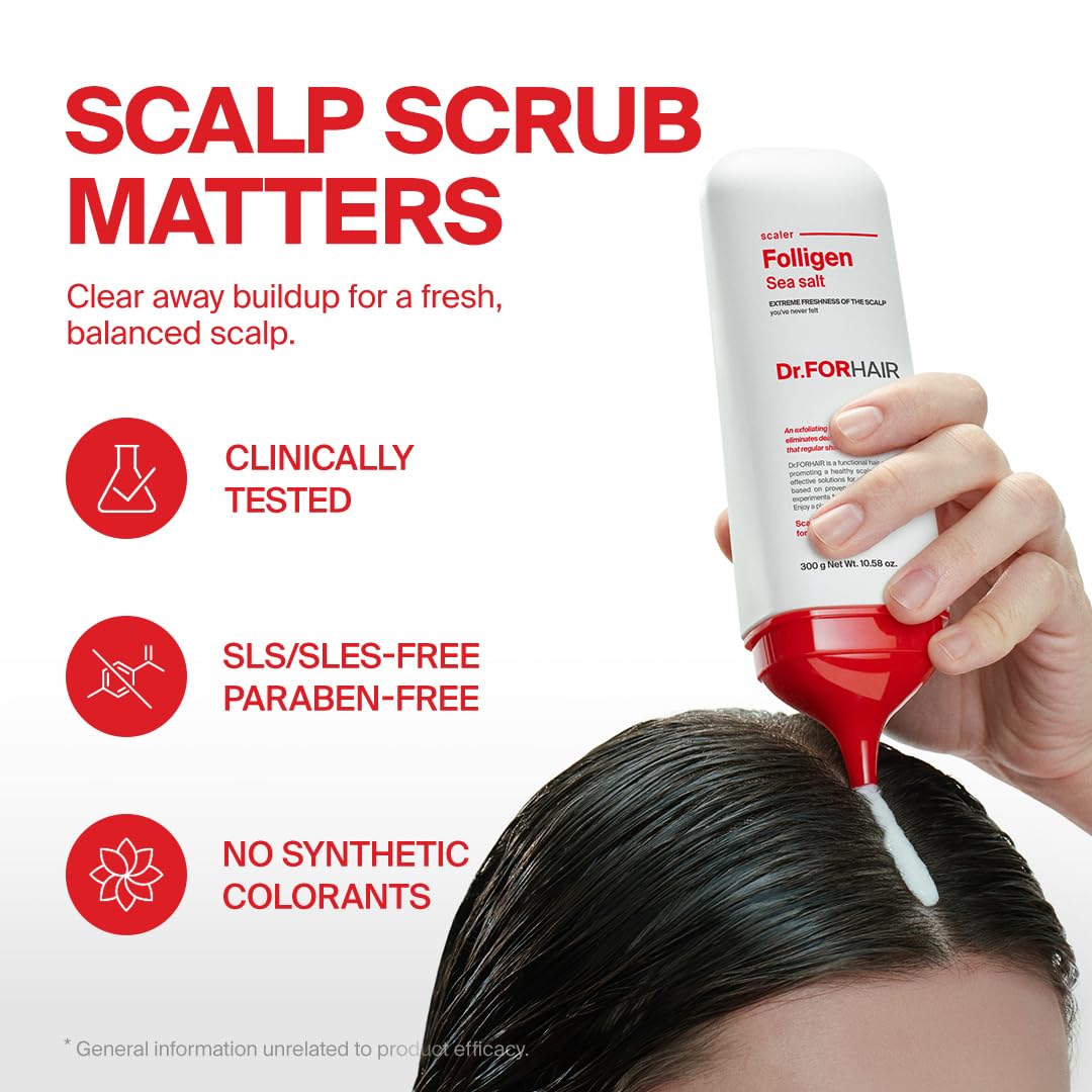 Dr.FORHAIR Folligen Sea Salt Scaler | Korean Hair Care | Scalp Exfoliator & Scalp Scrub | Eliminates Sebum, Impurities, Odor | N