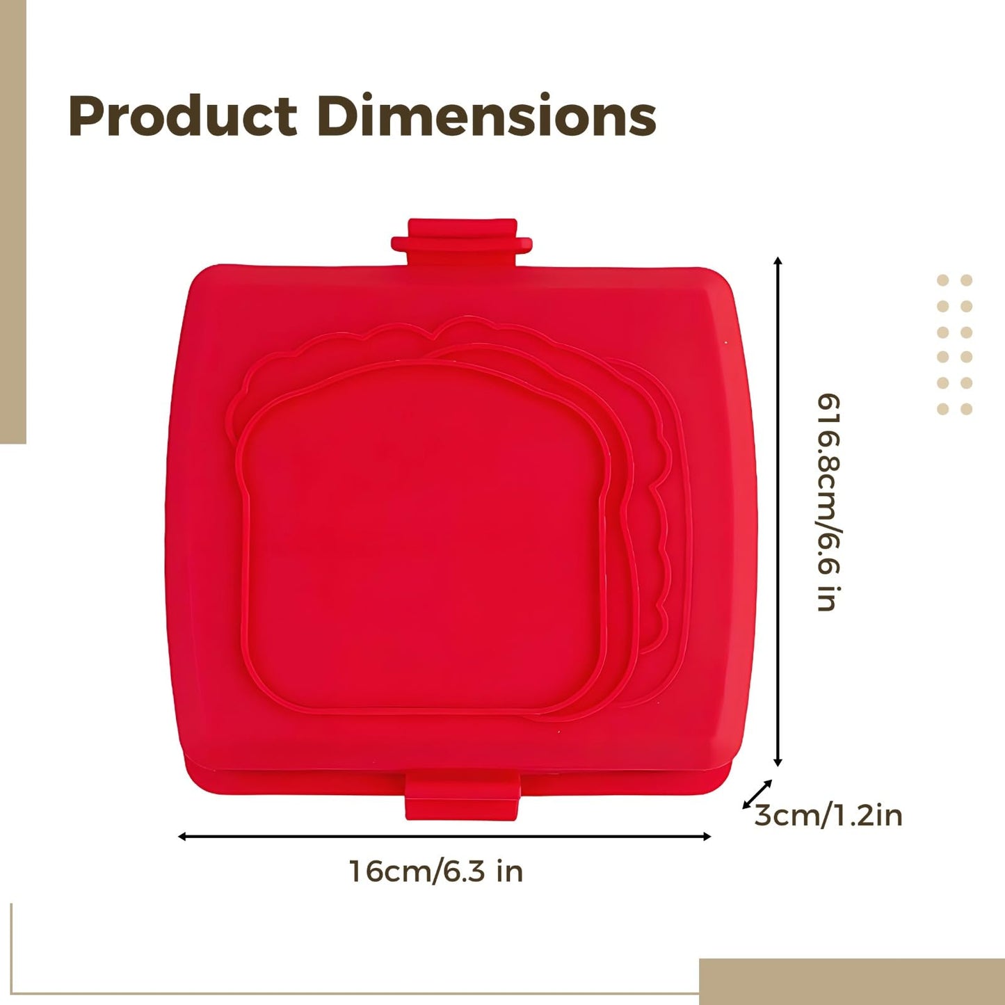 Microwave Toastie Sandwich Maker, Quick Grill Pan with Metal Tray, Non-Stick Silicone, Compact Size 6.6 x 6.3 x 1.2 in, Easy to Clean, No Preheating Required, Red