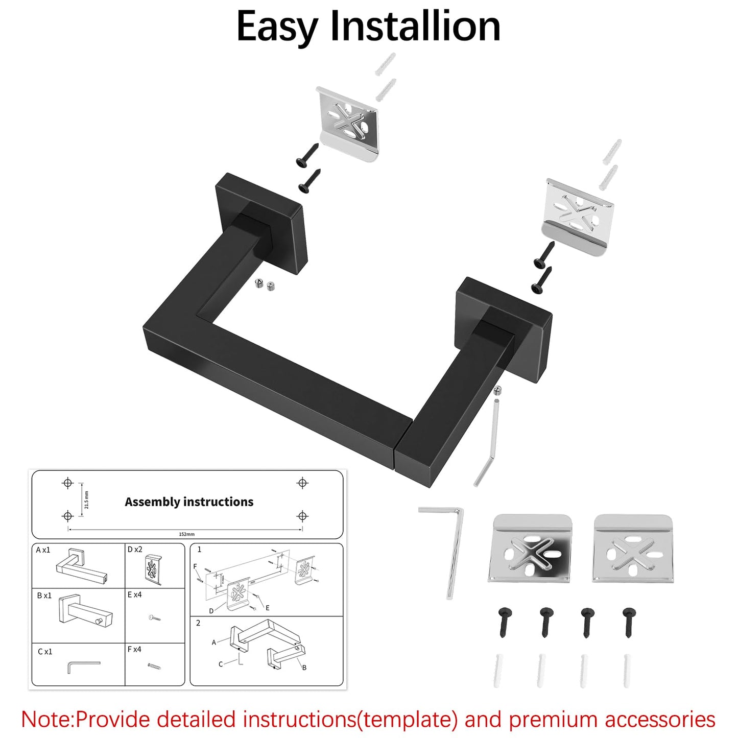 FEILERN Toilet Paper Holder Matte Black Wall Mounted Post Pivoting Square Tissue Holders Roll Holder Hangers for Bathroom Commercial Toilet Paper Dispenser