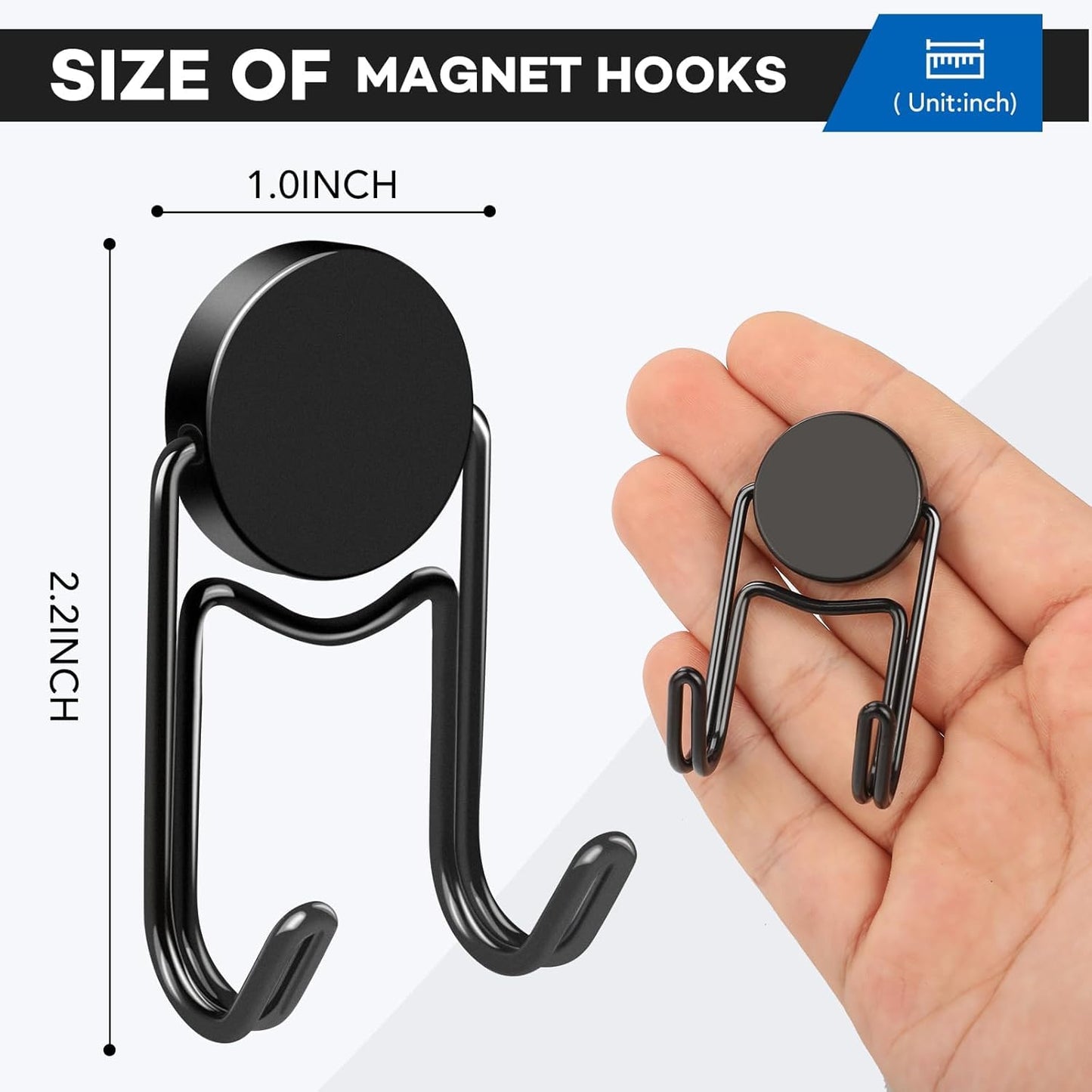 LOVIMAG Magnetic Hooks, 50lbs+ 2026 Cruise Cabin Ship Essentials Magnet Hook Heavy Duty Strong Magnets Refrigerator Fridge Hanging for Classroom Beach Vacation Kitchen Home Must Haves 10 Pcs (Black)