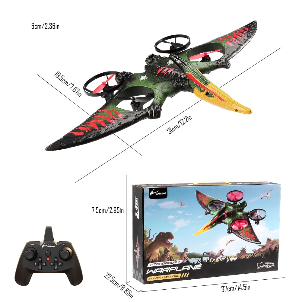 Pterodactyl Drone Dragon Toys Drones for Kids and Adults Easy to Flying Dinosaur Toys Remote Controlled Aircraft for Beginners Hobby RC Plane Toys Birthday Gifts for Boys 8-12