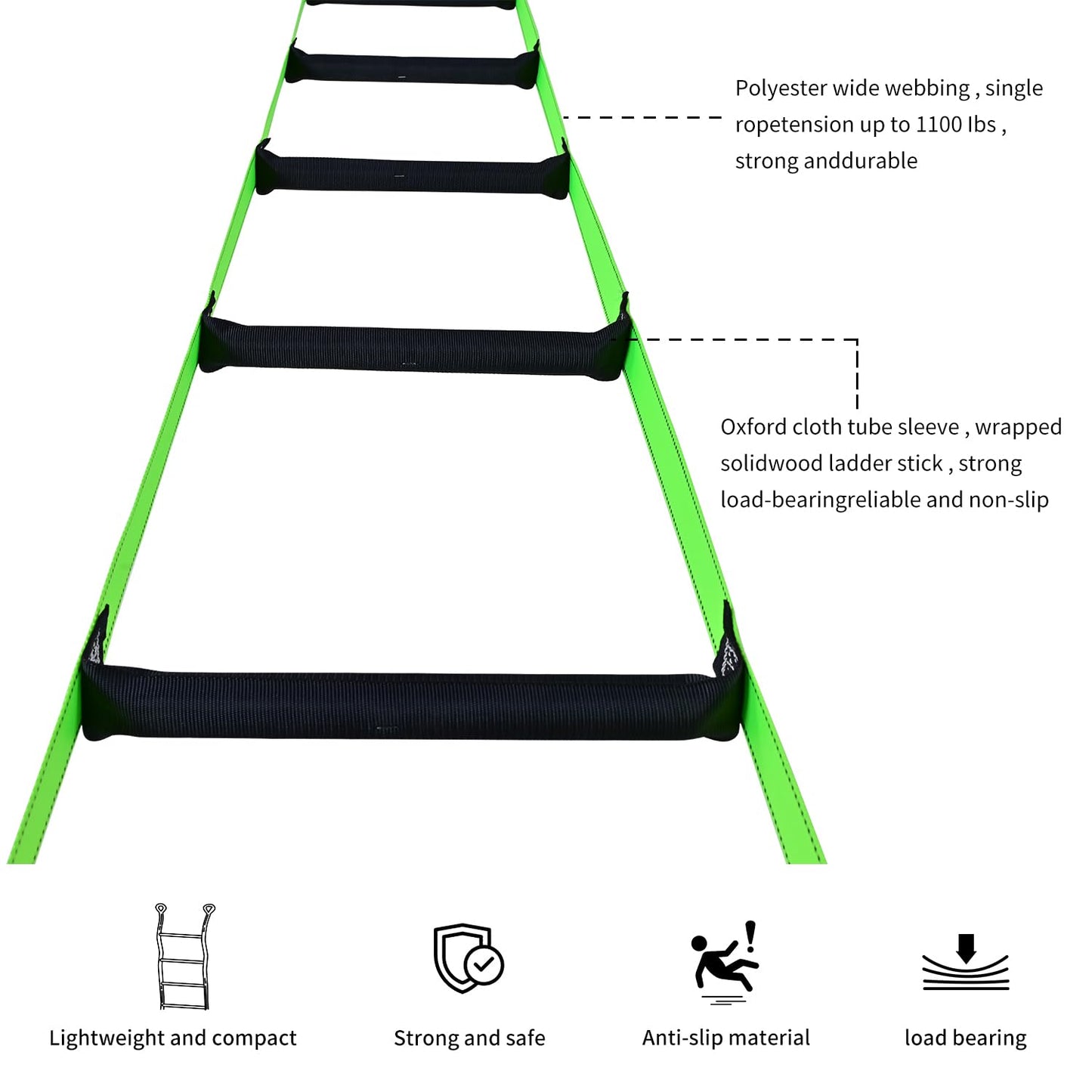 LZ.MZXU Fire Escape Ladders, 20FT Emergency Rope Ladder with 2 Hooks for 2-3 Story Homes, Portable Multi-use Quick Deployment Rope Ladders for Balcony Tree Window
