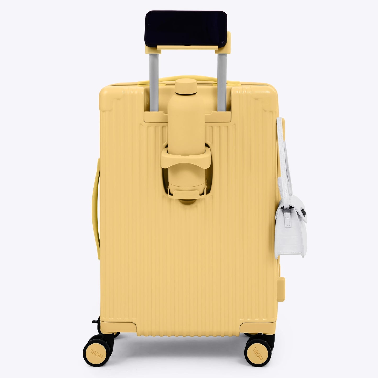 Nobl Travel Carry On Expandable Luggage, Noble Aluminum Frame PC Hard Shell Suitcase, 22.5”x14.2”x9.8” Airline Approved, 360° Spinner Wheels, TSA Locks, USB Charging, Cup & Phone Holder - Mint