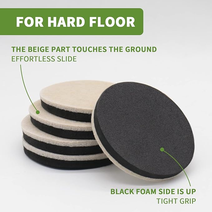 COVERCORNER Furniture Sliders for Hardwood Floors, Furniture Sliders for Carpeted Floors, 16 PCS 3 1/2 inch Combo Pack, Sliders for Moving Furniture, Furniture Movers Sliders