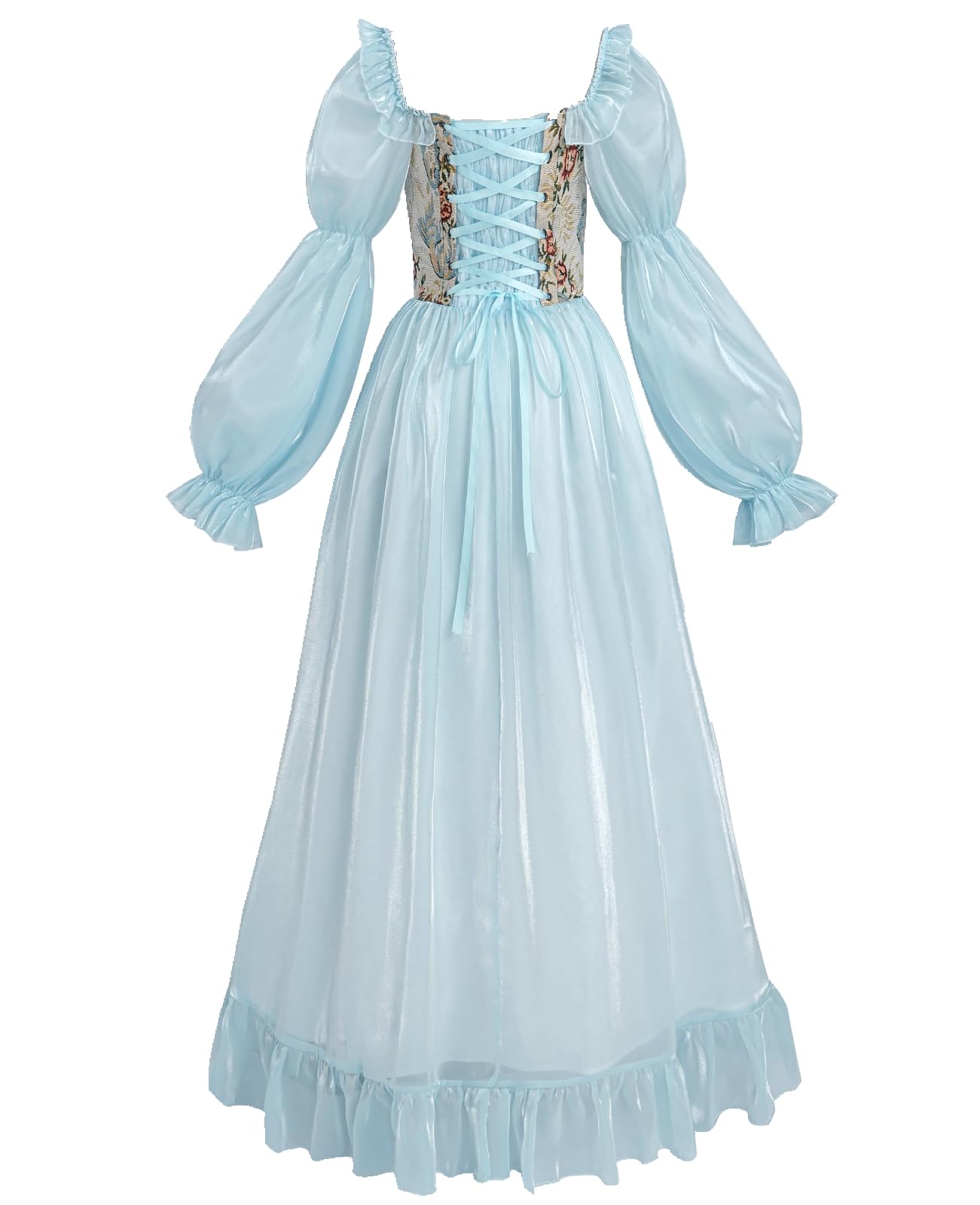 NSPSTT White Renaissance Dress Women Fairy Dress Victorian Medieval Costume, Fairy Blue, S