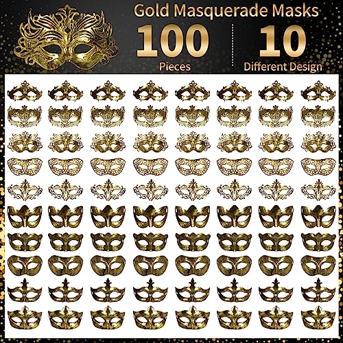 yeload Masquerade Masks 100 Bulk Vintage Masks of Masquerade Party, Venetian, Mardi Gras, Halloween, Masks for Women, Men