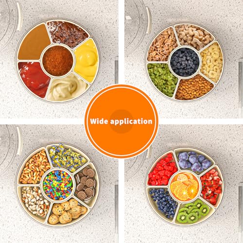 riyeloi Divided Serving Tray with Lid and Handle, Stackable Snackle Box Container for Fruits Candy Organizer, Portable Spi...