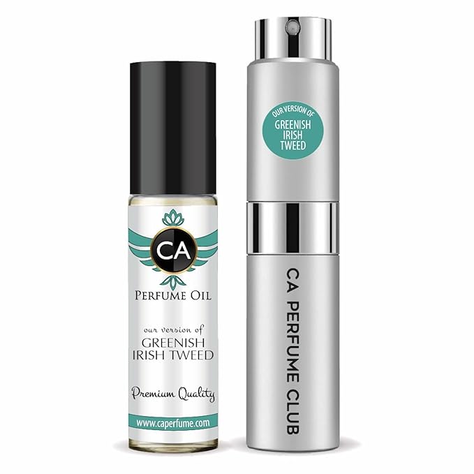 CA Perfume Duo Impression of Greenish Irish Tweed For Men Perfume Layering Set Mens Cologne Long Lasting Travel Size EDP + Body Oil Roll-On Bottle 0.27 Fl Oz+0.33 Fl Oz