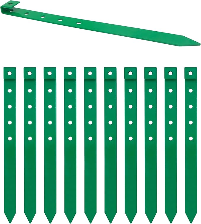 LIDUOMINIKE 60Pcs Metal Garden Landscape Edging Stakes,Green,10 Inch Landscaping Stakes, Anchoring Spikes, Landscape Edging Spikes for Ground,Bender Board,Tent Anchoring,Inflatable Decorations