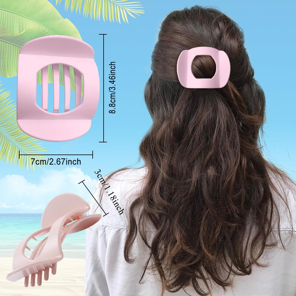 6Pcs Flat Hair Clips for Women,Volume Flat Top Rainbow Colorful Clip for Thick or Thin Hair,Picura Large Hair Claw Clips Strong