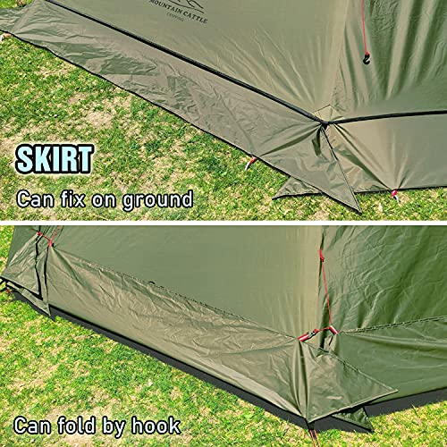 4 Persons 5lb Lightweight Tipi Hot Tents with Stove Jack, 7'3" Standing Room, Teepee Tent for Hunting Family Team Backpack...