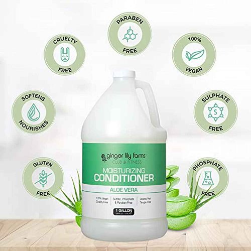 Ginger Lily Farms Club & Fitness Moisturizing Conditioner for Dry Hair, 100% Vegan & Cruelty-Free, Aloe Vera Scent, 1 Gallon Refill (Pack of 4)