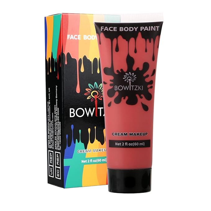 Bowitzki Face and Body Paint 2oz Cream Makeup 60ml Water Based Face Painting Special Effects For Adults Children Kids Halloween Christmas Party Stage Cosplay (Brown)