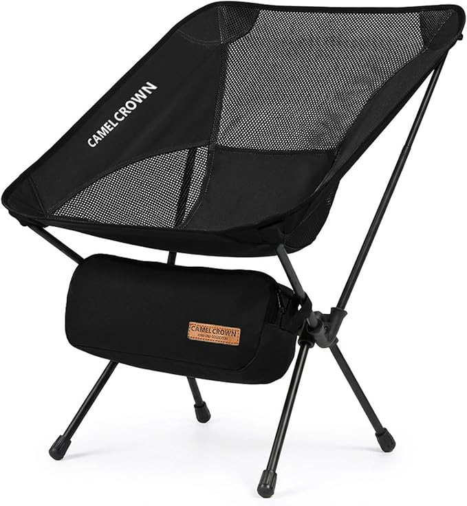 CAMEL CROWN Camping Chair Heavy Duty Backpacking Chair - Ultra-Light Folding Chair with Carry Bag, Portable Compact for Ou...